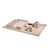 White Latte Bonded Leather Desk Set, 5pc